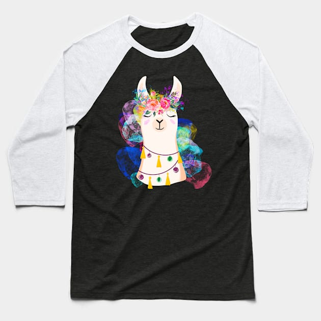 Llama diamond 5-black version Baseball T-Shirt by Miruna Mares